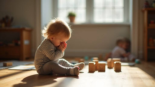 Child with big emotions sitting quietly